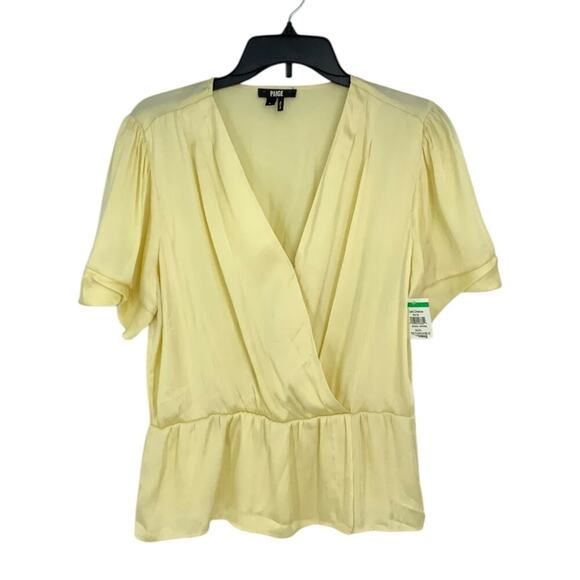 Paige Felicity Puff Sleeve Blouse In Pale Daffodil Size Large NWOT $179 MSRP - Picture 3 of 9